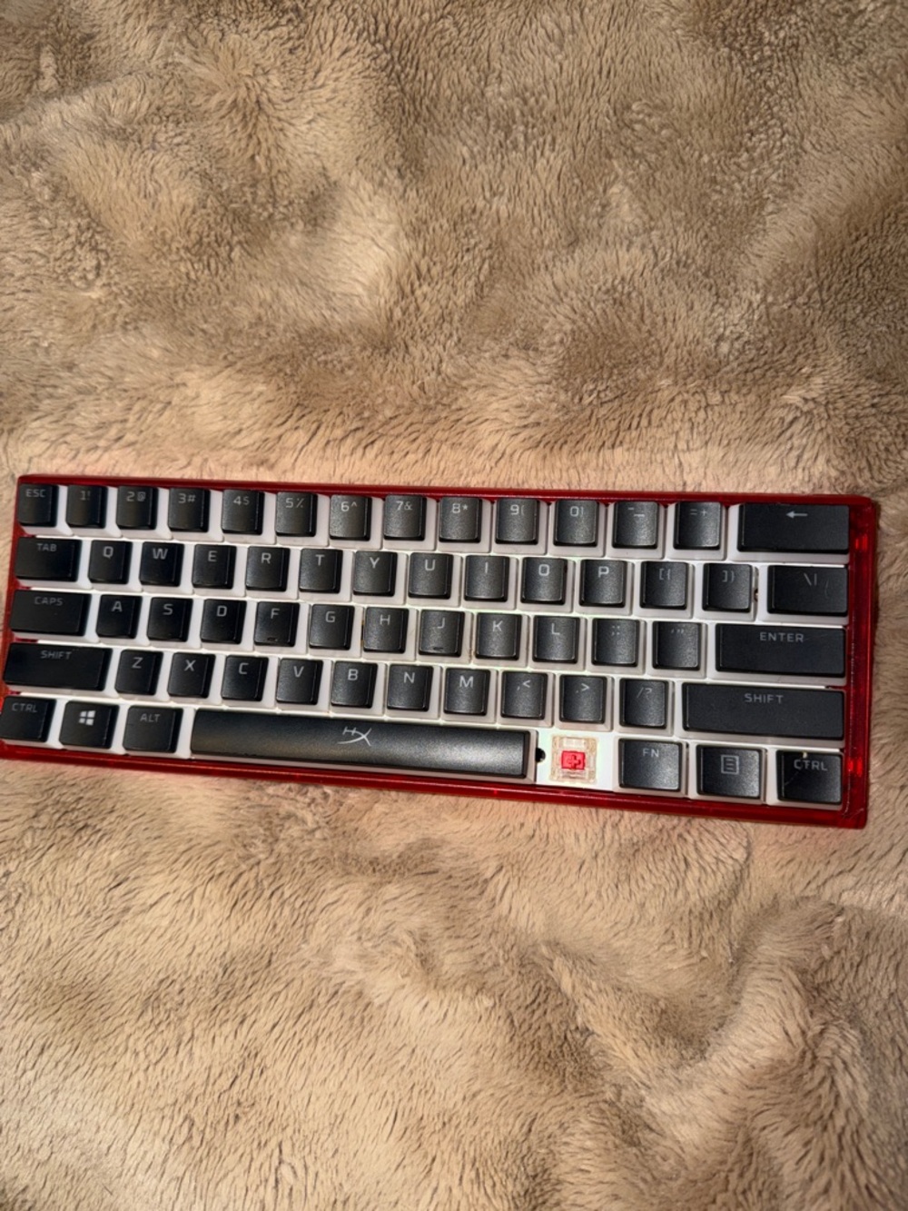 Hype Mechanical 60% Keyboard — Red Frame with Gray and Black Keycaps